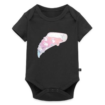 Einhorn Pizza Regenbogen T-Shirt - Baby Premium Kurzarmbody - Schwarz - Vorne