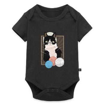 Pension cat knitting gift shirt - Baby Premium short-sleeve bodysuit - black - Front