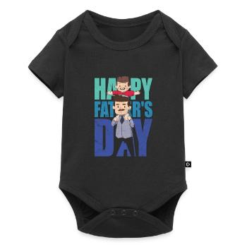 Father Son Fathers Day Dad Saying Tshirt - Baby Premium short-sleeve bodysuit - black - Front