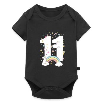 11th birthday unicorn T-shirt - Baby Premium short-sleeve bodysuit - black - Front