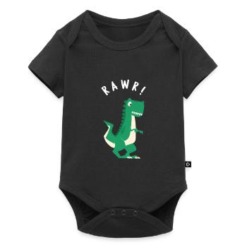 DINOSAUR RAWR! Green Large T-Rex Dinosau - Baby Premium short-sleeve bodysuit - black - Front