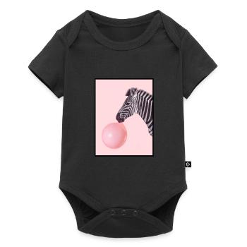 Zèbre avec bubblegum / gomme rose - Body à manches courtes Premium Bébé - noir - Devant