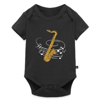 Saxophone Partition Jazz Saxophoniste Brass Band Musicien - Body à manches courtes Premium Bébé - noir - Devant