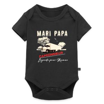 Mari papa camionneur légende pour maman - Body à manches courtes Premium Bébé - noir - Devant