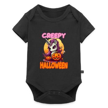 Süßes Halloween Einhorn Frauen Mädchen Kürbis - Baby Premium Kurzarmbody - Schwarz - Vorne