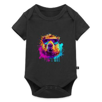 Capybara Capibara Capy Wasserschwein Nagetier - Baby Premium Kurzarmbody - Schwarz - Vorne