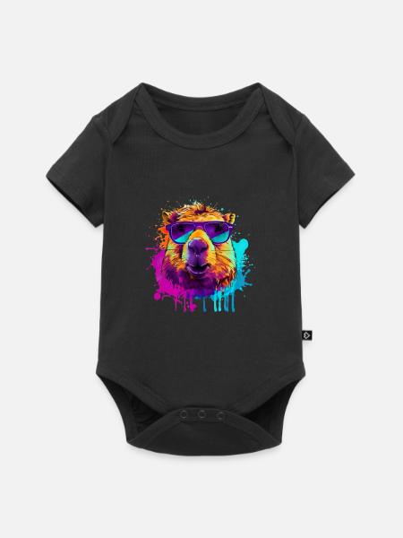Capybara Capibara Capy Wasserschwein Nagetier - Baby Premium Kurzarmbody - Schwarz