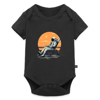 Astronaut Chillen Entspannen Liegestuhl Weltraum - Baby Premium Kurzarmbody - Schwarz - Vorne