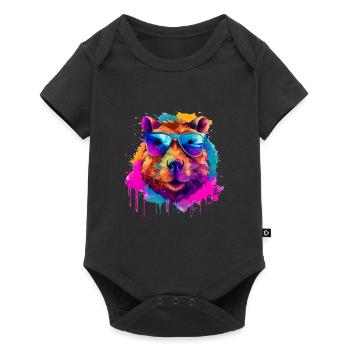 Capybara Capibara Capy Wasserschwein Nagetier - Baby Premium Kurzarmbody - Schwarz - Vorne