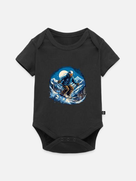 Skifahren Winterspaß - Baby Premium Kurzarmbody - Schwarz