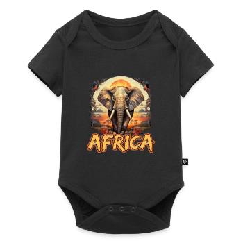 Elefant Afrika Safari - Baby Premium Kurzarmbody - Schwarz - Vorne