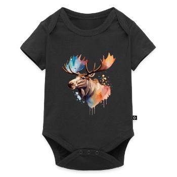 Moose Cool Colorful Colorful King of the Forest - Baby Premium short-sleeve bodysuit - black - Front
