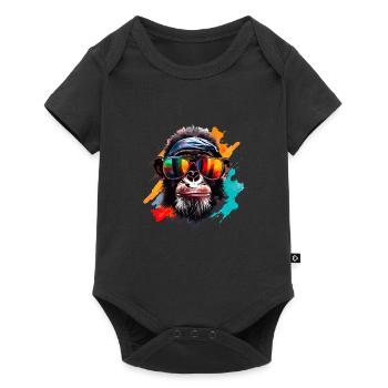 Streetart Affe Urban Rap Street Affe - Baby Premium Kurzarmbody - Schwarz - Vorne