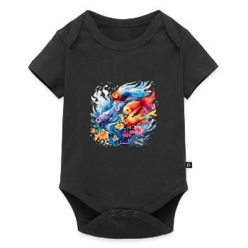 Exotische Zierfische Aquaristik Aquarium - Baby Premium Kurzarmbody - Schwarz - Vorne
