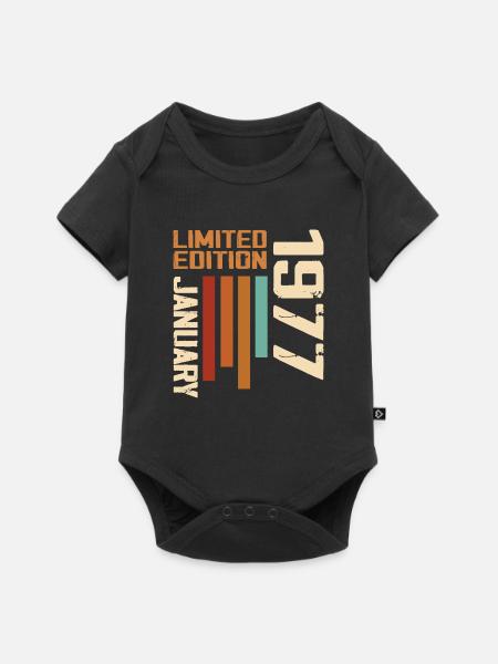 Januar 1977 - 1977 Januar Geburtstagsgeschenk - Baby Premium Kurzarmbody - Schwarz