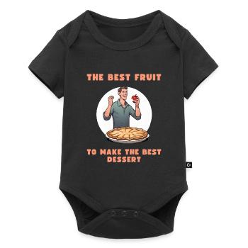 Animated man eating an apple pie - Baby Premium short-sleeve bodysuit - black - Front