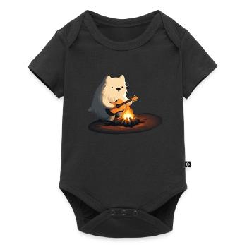 Campfire Guitar Dog Bear Playing - Baby Premium Kurzarmbody - Schwarz - Vorne