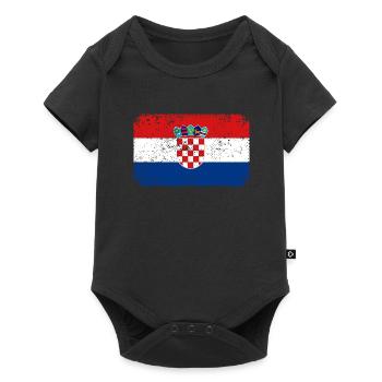 Croatia flag Vintage Adria Croatian used look - Baby Premium short-sleeve bodysuit - black - Front