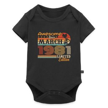 März 1981 Jahrgang 1981 Retro Geburtstagsgeschenk - Baby Premium Kurzarmbody - Schwarz - Vorne