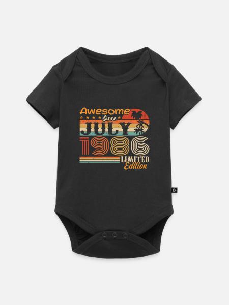 Juli 1986 Juli Geburtstagsgeschenk Juli 1986 - Baby Premium Kurzarmbody - Schwarz