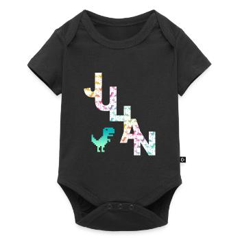 JULIAN - Beautiful boy name with dinosaur - Baby Premium short-sleeve bodysuit - black - Front
