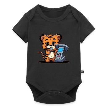 Little Tiger makes phone calls - Baby Premium short-sleeve bodysuit - black - Front