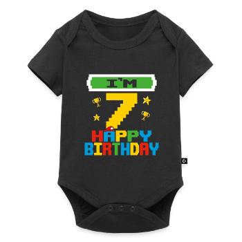Seven 7yr 7th Birthday Happy Birthday 7 Years Old - Body à manches courtes Premium Bébé - noir - Devant