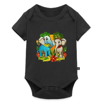 Two cute elephants - Baby Premium short-sleeve bodysuit - black - Front