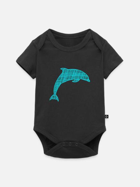 Delfin - Baby Premium Kurzarmbody - Schwarz