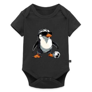 Fussball Pinguine - Baby Premium Kurzarmbody - Schwarz - Vorne