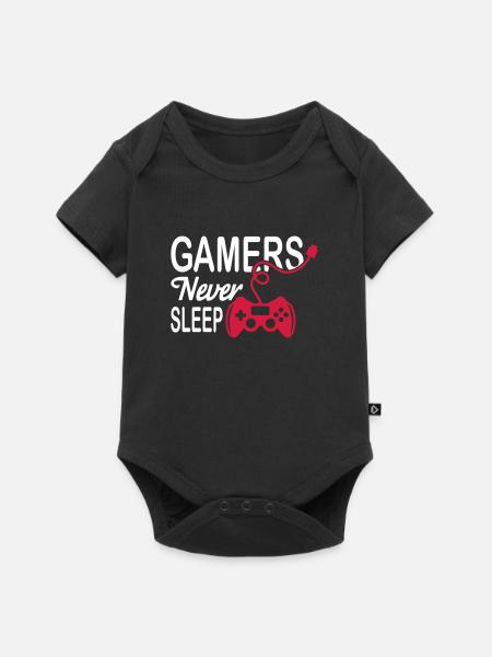 Gamers Never Sleep - Baby Premium Kurzarmbody - Schwarz