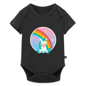 Jolie licorne avec arc-en-ciel. Bébés filles - Body à manches courtes Premium Bébé - noir - Devant