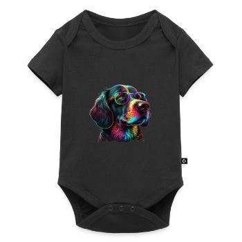 CHIEN EN LUNETTES - Body à manches courtes Premium Bébé - noir - Devant