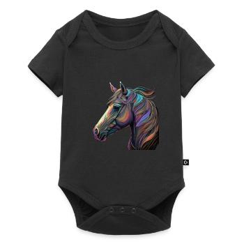 PFERD IM WIND - Baby Premium Kurzarmbody - Schwarz - Vorne