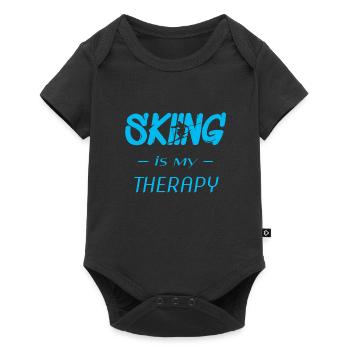 skiing is my therapy, ski, skifahren - Baby Premium Kurzarmbody - Schwarz - Vorne