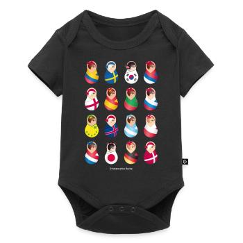 Matroschka Fußball Teams - Baby Premium Kurzarmbody - Schwarz - Vorne