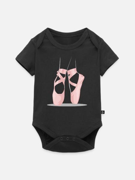 Ballettschuhe Ballerina Ballett-Tänzerin - Baby Premium Kurzarmbody - Schwarz