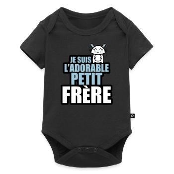 je suis l'adorable petit frère - Body à manches courtes Premium Bébé - noir - Devant