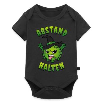 Halloween 2021 Abstand halten Corona Virus Hexe - Baby Premium Kurzarmbody - Schwarz - Vorne