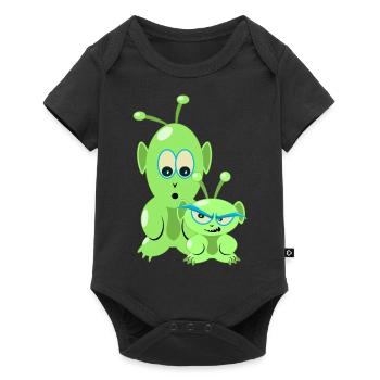 Deux petits aliens drôles - des martiens cool - Body à manches courtes Premium Bébé - noir - Devant