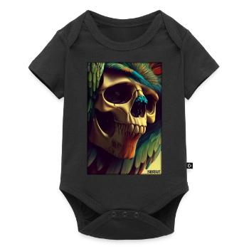 Squelette de plume de perroquet de crâne - Body à manches courtes Premium Bébé - noir - Devant