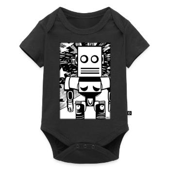 Roboter Comic Zukunft Cyborg Maschine Technik - Baby Premium Kurzarmbody - Schwarz - Vorne