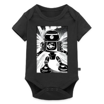 Roboter Comic Zukunft Cyborg Maschine Technik - Baby Premium Kurzarmbody - Schwarz - Vorne