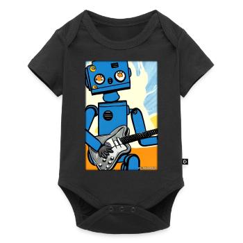 Roboter Gitarre Gitarrist Zukunft Musik Comic - Baby Premium Kurzarmbody - Schwarz - Vorne
