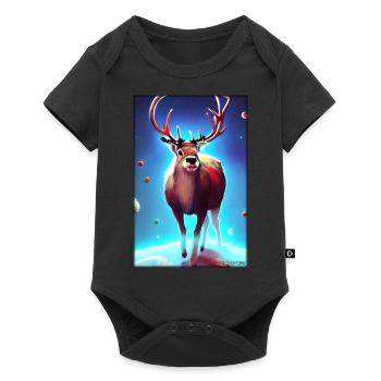 Reindeer Christmas Space Galaxy Universe Map - Baby Premium short-sleeve bodysuit - black - Front