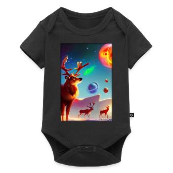 Reindeer Christmas Space Galaxy Universe Map - Baby Premium short-sleeve bodysuit - black - Front