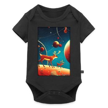 Reindeer Christmas Space Galaxy Universe Map - Baby Premium short-sleeve bodysuit - black - Front