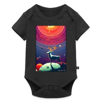 Reindeer Christmas Space Galaxy Universe Map - Baby Premium short-sleeve bodysuit - black - Front