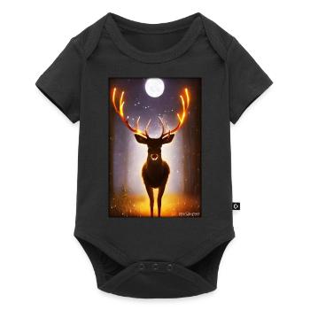 Deer Moon Moonlight Forest Winter Snow Forest Animal - Baby Premium short-sleeve bodysuit - black - Front