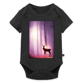 Deer Moon Moonlight Forest Winter Snow Forest Animal - Baby Premium short-sleeve bodysuit - black - Front